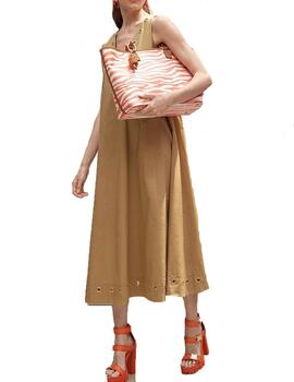 Vestido Maite by Lola Casademunt eyelets camel