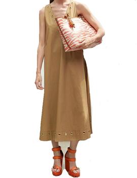 VESTIDO MAITE BY LOLA CASADEMUNT EYELETS CAMEL
