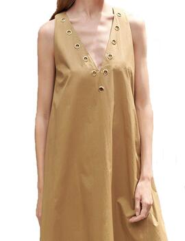 Vestido Maite by Lola Casademunt eyelets camel