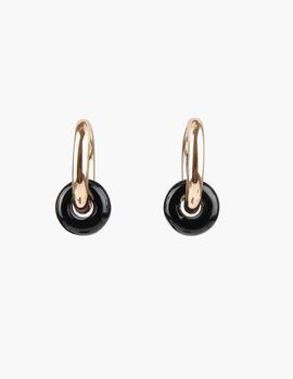 PENDIENTES LOLA CASADEMUNT ARO CON ARGOLLA NEGRO