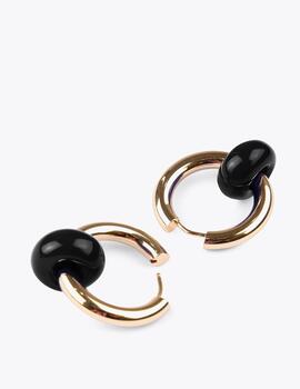 PENDIENTES LOLA CASADEMUNT ARO CON ARGOLLA NEGRO