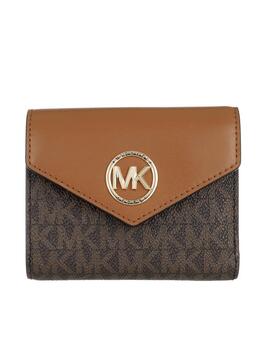 Billetera Michael Kors Carmen logos marrón