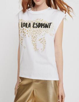 CAMISETA LOLA CASADEMUNT TIGRE EN CAVIAR DORADO