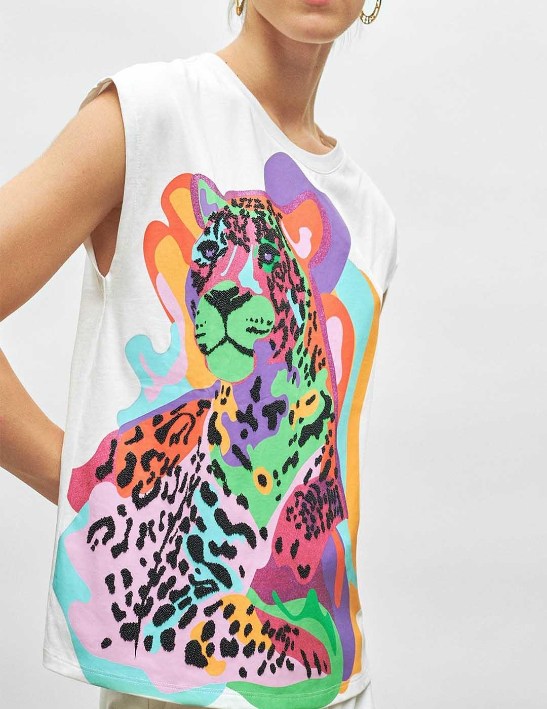 CAMISETA LOLA CASADEMUNT FRONTAL ESTAMPADO TIGRE