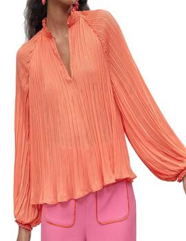 Blusa Maite by Lola Casademunt plisada naranja