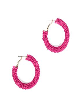 PENDIENTES LOLA CASADEMUNT ARO EN BEADS FUCSIA