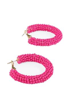 PENDIENTES LOLA CASADEMUNT ARO EN BEADS FUCSIA