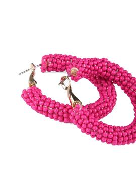 PENDIENTES LOLA CASADEMUNT ARO EN BEADS FUCSIA