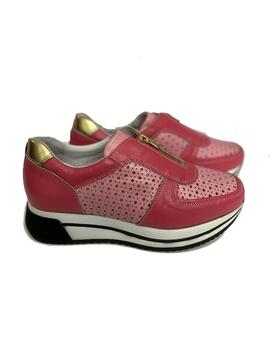 DEPORTIVO VITELO CALADO BICOLOR FUCSIA