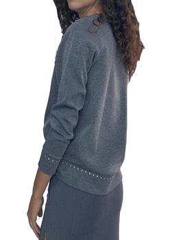 Sudadera Lola Casademunt tachas melange gris