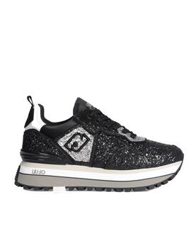 Zapatilla Liu.jo Maxi Wonder glitter negro-plata