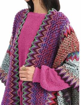 Poncho Molly Bracken punto multicolor con borlas