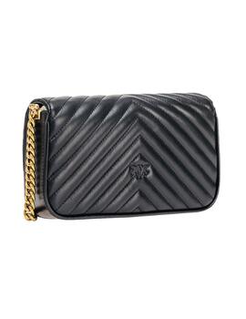 Bolso Pinko Mini Love click baguette chevron negro