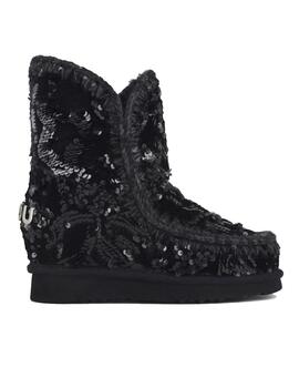 Bota Mou Inner Wedge iridiscent sequins  negra