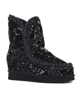 Bota Mou Inner Wedge iridiscent sequins  negra