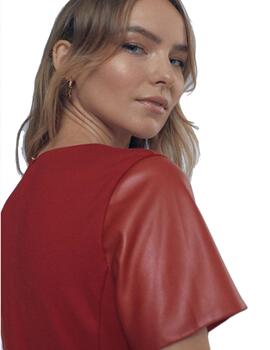 Vestido Lola Casademunt midi efecto piel rojo