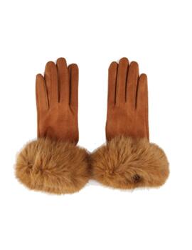 Guantes Lola casademunt pelo muñeca camel