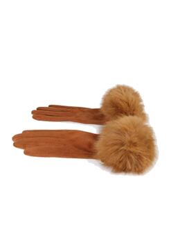 Guantes Lola casademunt pelo muñeca camel