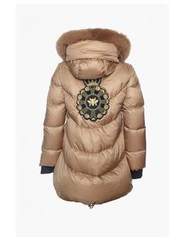 Parka Mangata 3/4 camel asimétrico con parche