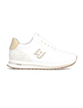 Zapatilla Liu.jo con logo dorado en piel blanca