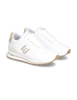 Zapatilla Liu.jo con logo dorado en piel blanca