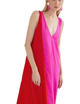 Vestido Lola casademunt largo bicolor fucsia-rojo