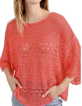 Jersey Molly Bracken oversize calado coral