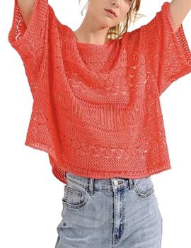 Jersey Molly Bracken oversize calado coral