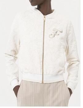 Chaqueta Fracomina tejido brocado crudo