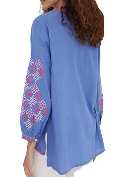 Blusa Lola Casademunt bordada azul