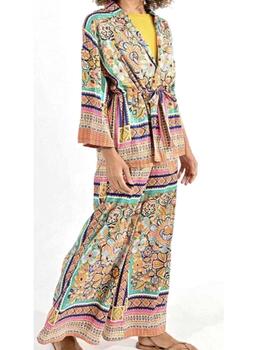 Conjunto kimono - pantalón estampado multicolor