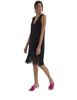 Top Lola Casadmunt  largo punto flecos negro