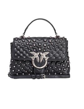 Bolso Pinko lady love bag puff con apliques negro