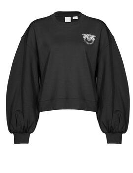 Sudadera Pinko boxy con bordado love birds negro