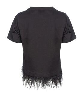 Camiseta Pinko cities con plumas negra