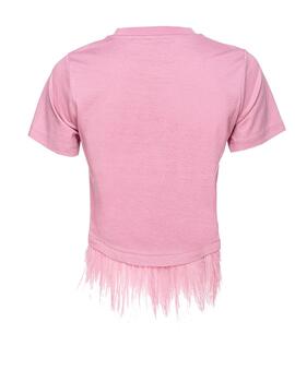 Camiseta Pinko cities con plumas rosa