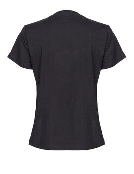 Camiseta Pinko con bordado love birds negra