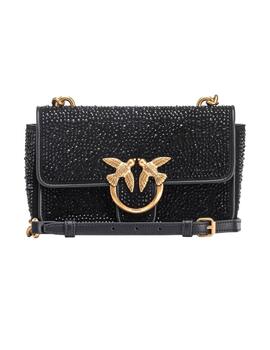 Bolso Pinko love bag one suede full strass negro