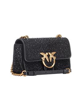 Bolso Pinko love bag one suede full strass negro