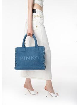 Bolso Pinko shopping denim reciclado