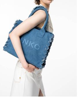 Bolso Pinko shopping denim reciclado