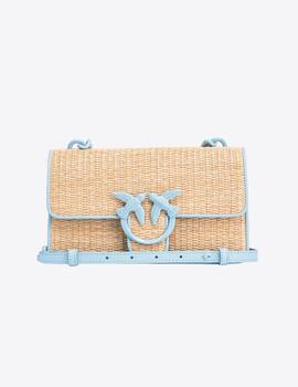 Bolso Pinko mini love light de rafia y piel