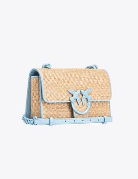 Bolso Pinko mini love light de rafia y piel