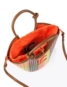 Bolso Lola Casadmunt cesta efecto rafia multicolor