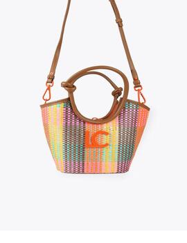 Bolso Lola Casadmunt cesta efecto rafia multicolor