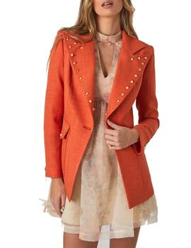 Chaqueta Highly preppy naranja tachuelas escudo