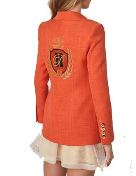 Chaqueta Highly preppy naranja tachuelas escudo