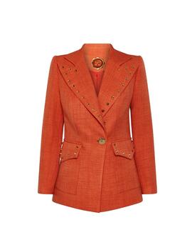 Chaqueta Highly preppy naranja tachuelas escudo