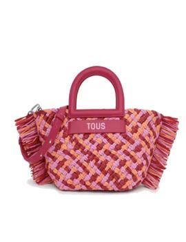 Bolso Tous capazo rafia mediano fucsia dora
