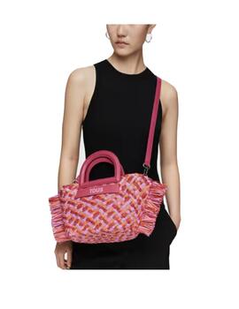 Bolso Tous capazo rafia mediano fucsia dora